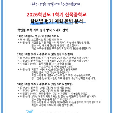 2026학년도 1학기 신목중학교 학년별 평가 계획 완벽 분석 RSS 대표 이미지