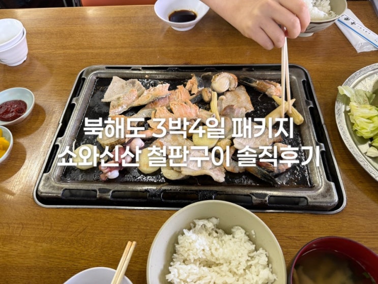 노랑풍선 북해도 3박4일 현지식 후기 / 홋카이도 쇼와신산 해물철판....
