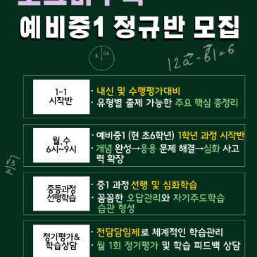 초등 수학만 믿고 중학교에 가도 괜찮을까요? (예비중1=현 초6 정규반 모집) RSS 대표 이미지