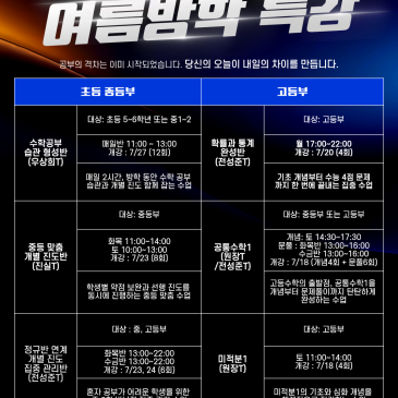 목동 수학, 2026 여름방학 수학 집중 특강 [포스터] RSS 대표 이미지