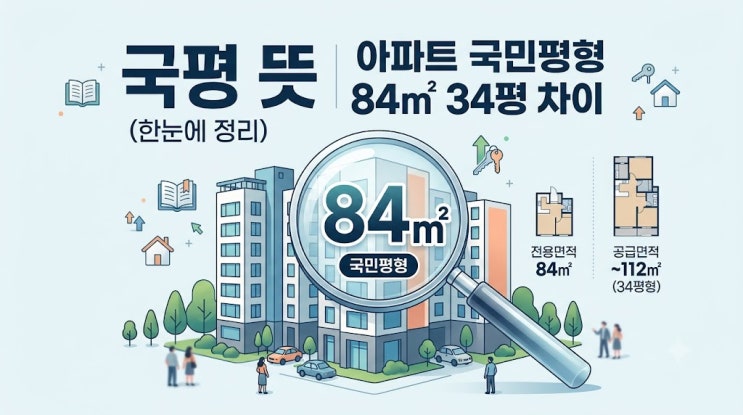 국평 뜻 아파트 국민평형 전용면적 84제곱미터 공급면적 34평형 차이점 : 네이버 블로그