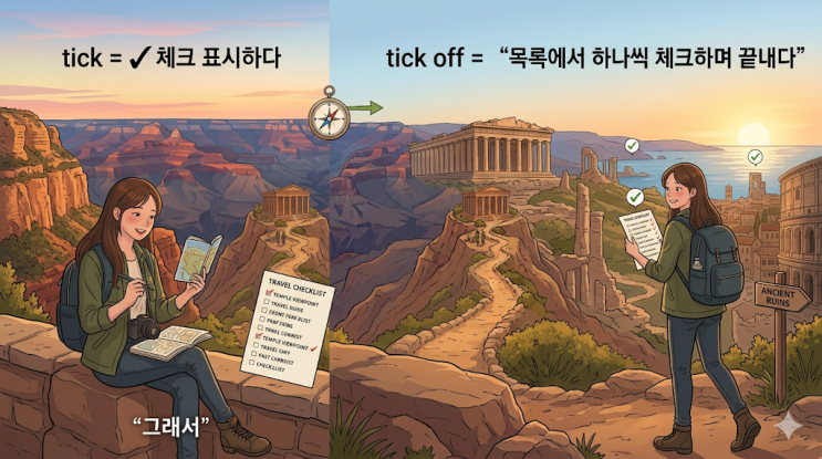 ️ tick off = 체크하며 하나씩 끝내다 : 네이버 블로그
