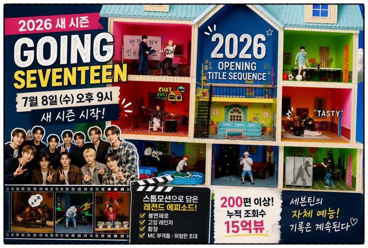 세븐틴 ‘고잉 세븐틴’ 2026 새 시즌 7월 8일 시작…명장면...