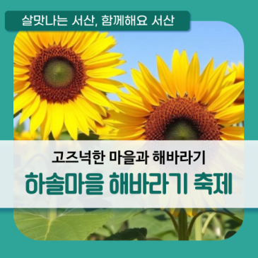 제5회 하솔마을 해바라기축제에 초대합니다!