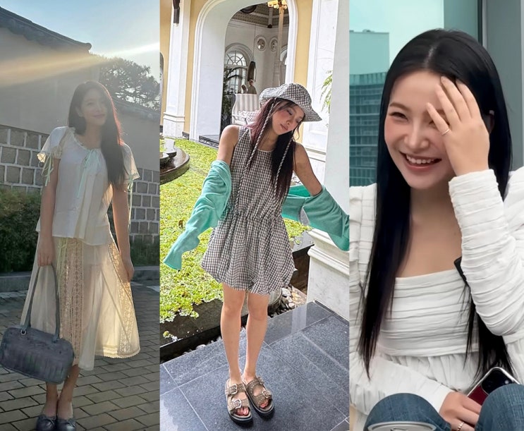 레드벨벳 예리 인스타그램 사복 패션 옷 착장 정보 럭키슈에뜨 체크 여름 원피스 연예인 버....