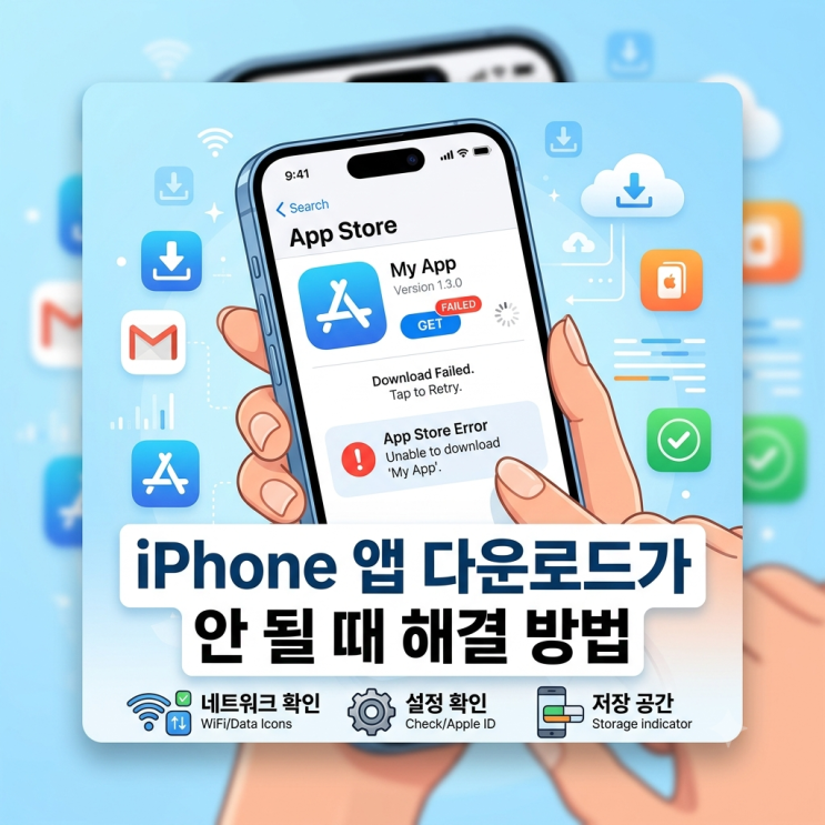 iPhone 앱 다운로드가 안 될 때 해결 방법 : 네이버 블로그