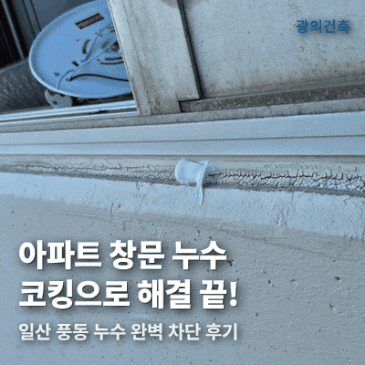 창문 코킹 시공으로 일산 풍동 아파트 누수 완벽하게 해결 성공! 시공 사례