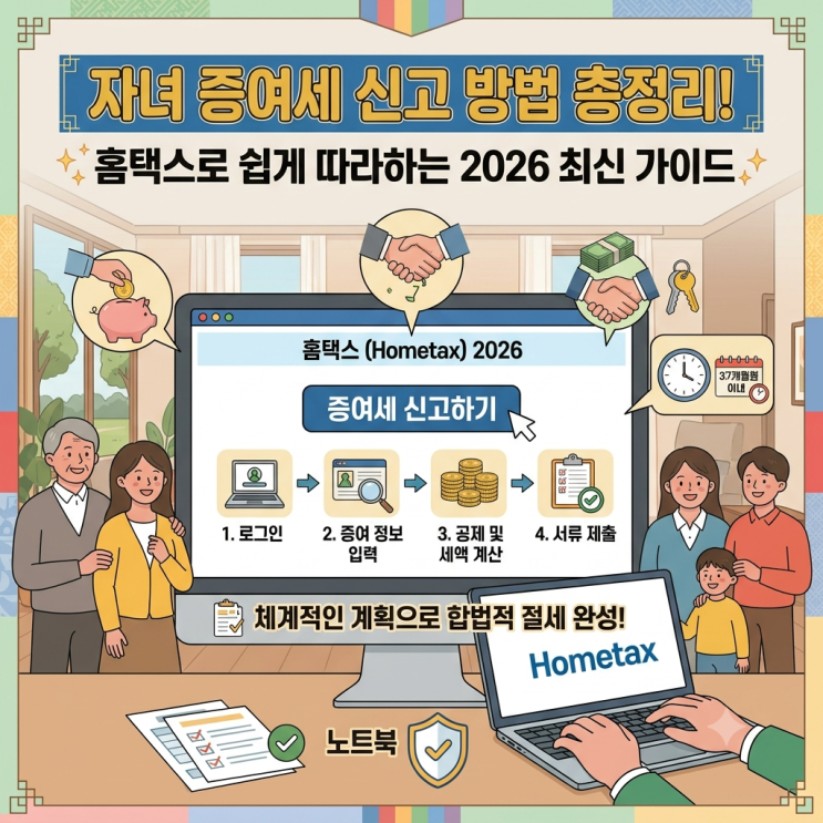 자녀 증여세 신고 방법 총정리! 홈택스로 쉽게 따라하는 2026 최신 가이드