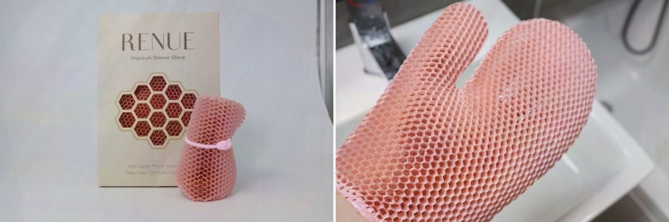 반영구 샤워글러브 고민 끝, 르누에 프리미엄 벌집 TPU 샤워글러브 목욕 때밀이로 위생 케어!