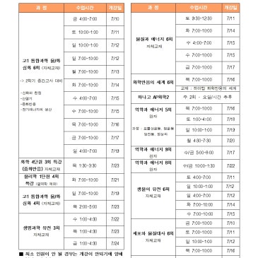 7월 고등학생 수업 ( 정규수업 / 특강 수업 ) RSS 대표 이미지