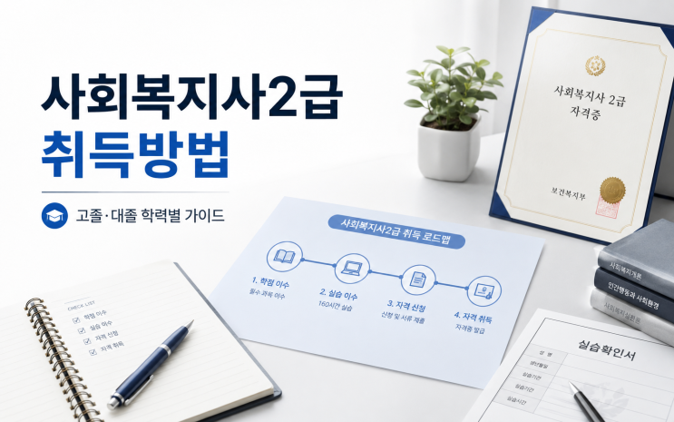 사회복지사2급자격증취득방법, 고졸 대졸 학력별 가이드