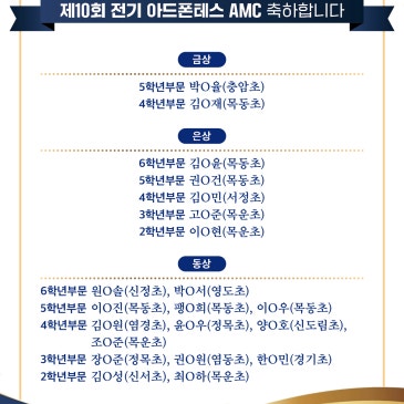 [초등하이페리온관] 제10회 전기 AMC 아드폰테스 수학 경시대회 입상자 명단 RSS 대표 이미지