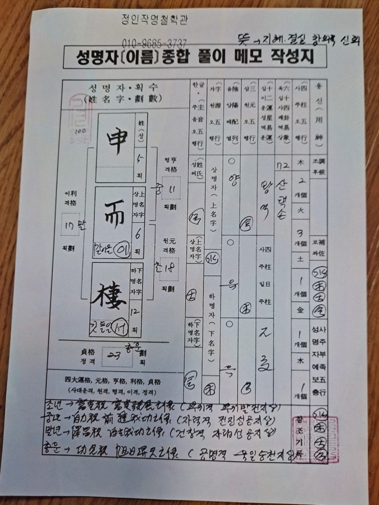 정인작명철학관 전주 이름 잘 짓는 곳, 36년 수기 작명에 마음이 놓였어요