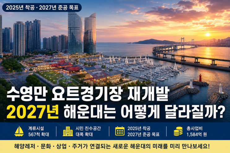 수영만 요트경기장 재개발, 2027년 해운대는 어떻게 달라질까