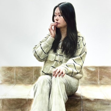 대구입시미술 서양화 회화 강사연구작 (앉아서 입술을 만지는 인물)[수성구미술학원 그린섬]