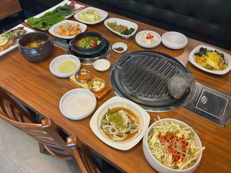 [맛집리뷰] 미사역가족식사 한마음정육식당 하남미사점, 고기요리+된장찌개 무한