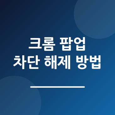 크롬 팝업 차단 해제 방법, 특정 사이트만 허용하는 법