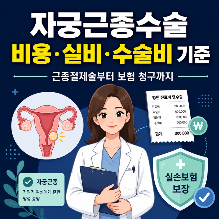자궁근종수술 비용 실비보험 및 질병수술비 지급 기준