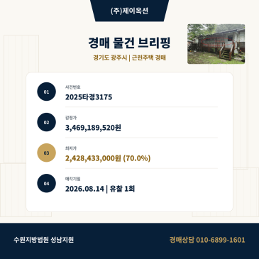 광주근린주택경매ㅣ경기도 광주시 퇴촌면 도수리 87-4ㅣ성남근린주택경매 ㅣ 2025타경3175 썸네일