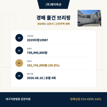 경북김천상가주택경매ㅣ경상북도 김천시 평화동 255-3ㅣ2025타경10987 썸네일