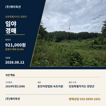 양양토지임야경매ㅣ강원특별자치도 양양군 손양면 하양혈리 산38-5ㅣ2024타경11806 썸네일