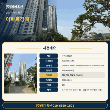 인천광역시 서구 청라동 85-1 청라국제금융단지한양수자인레이크블루 645동 17층1703호 한양수자인레이크블루 아파트 경매, 1차 유찰 후 최저가 6억 원대 입 2025타경1191 썸네일