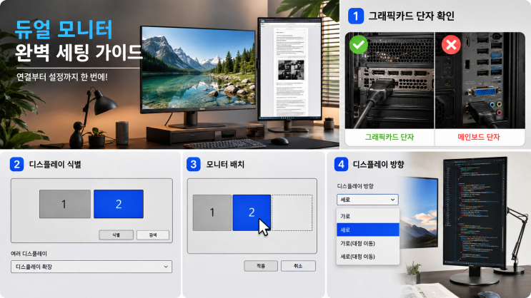 작업 효율 200% 높이는 듀얼 모니터 설정 방법, 완벽 세팅 가이드