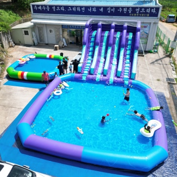 화성 남양교회 여름성경학교 물놀이 행사 후기 │ 대형슬라이드 + 8m풀장 + 5m풀장 설치