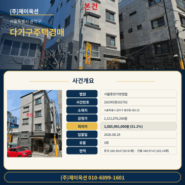 서울다가구주택경매ㅣ서울특별시 관악구 봉천동 903-25ㅣ2025타경102702ㅣ관악건물매매ㅣ통건물경매 썸네일