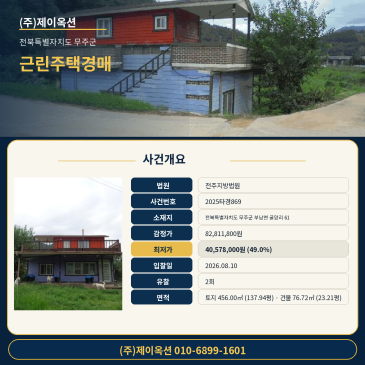 무주상가주택경매ㅣ전북특별자치도 무주군 부남면 굴암리 61ㅣ2025타경869ㅣ근린주택 썸네일