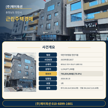 천안상가주택경매ㅣ충청남도 천안시 동남구 삼룡동 502ㅣ2025타경12817ㅣ근린다가구주택ㅣ대전지법 천안지원 썸네일