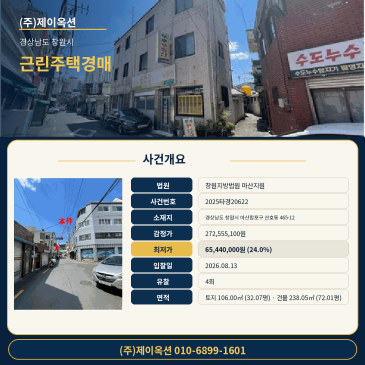 창원근린주택경매ㅣ경상남도 창원시 마산합포구 산호동 465-12ㅣ2025타경20622ㅣ창원 상가 주택 건물 경매 썸네일