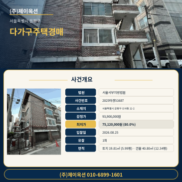 서울다가구주택경매ㅣ서울특별시 은평구 신사동 11-2ㅣ2025타경51687ㅣ신사주택건물 경매 썸네일