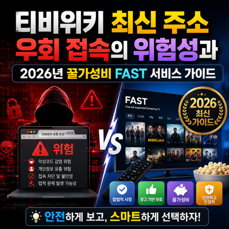 티비위키 최신 주소 우회 접속의 위험성과 2026년 꿀가성비 FAST 서비스 가이드 : 네이버 블로그