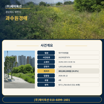 영천시 완산동 532.40평 과수원 토지경매, 8월 12일 매각기일 확인할 내용 2025타경7979 썸네일