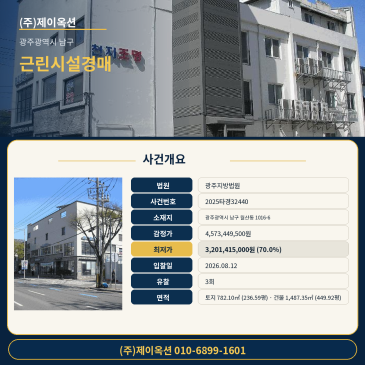 광주 남구 월산동 근린시설 상가빌딩건물 경매 토지 782.10㎡ 건물 1,487.35㎡ 매각기일 확인 2025타경32440 썸네일