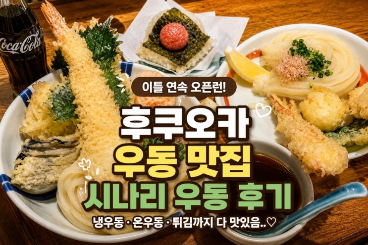 후쿠오카 우동 맛집 사누키 우동 시나리 | 이틀 연속 오픈런 냉우동....