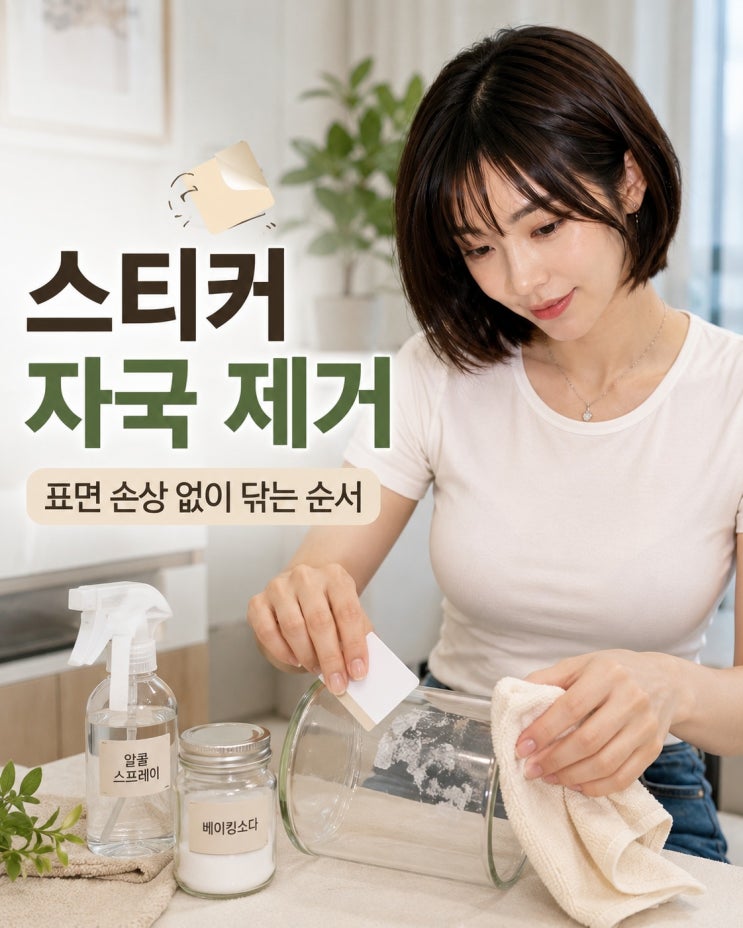 스티커 자국 제거 방법, 플라스틱 유리 벽지 가전 가구 끈끈이 지우기