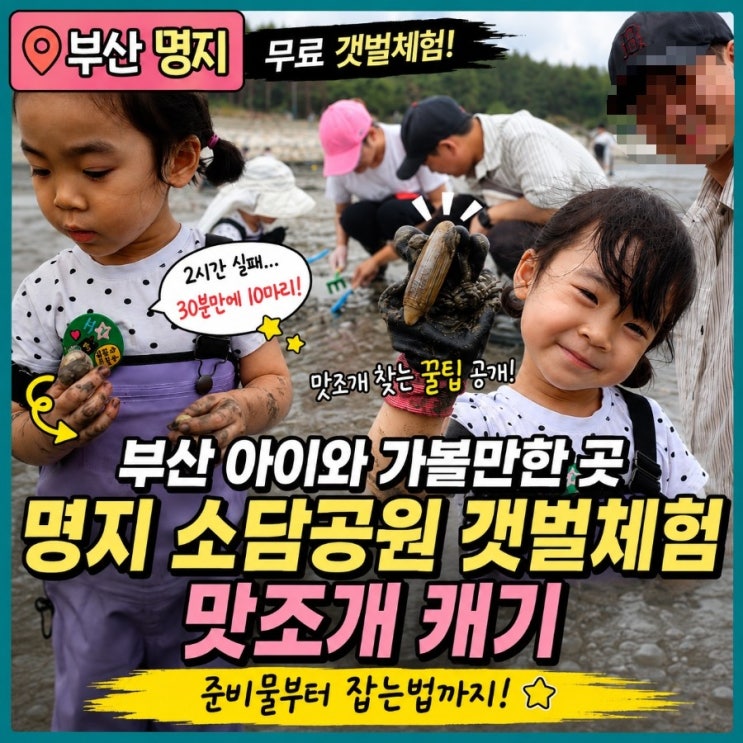 부산 아이와 가볼만한 곳｜명지 소담공원 갯벌체험 맛조개 캐기 꿀....