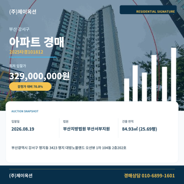부산아파트경매ㅣ부산광역시 강서구 명지동 3423 명지 대방노블랜드 오션뷰 1차 104동 2층202호ㅣ2025타경101812 썸네일