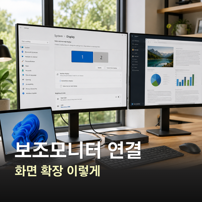 보조모니터 연결 후 듀얼모니터 설정, 화면 확장하는 법