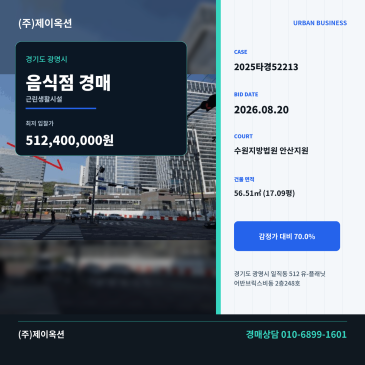 광명음식점경매ㅣ경기도 광명시 일직동 512 유-플래닛 어반브릭스비동 2층248호ㅣ2025타경52213 썸네일