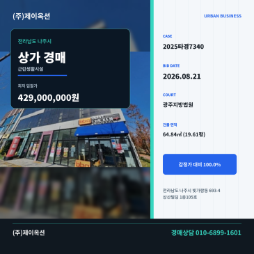 나주상가경매ㅣ전라남도 나주시 빛가람동 693-4 상산빌딩 1층105호ㅣ2025타경7340 썸네일