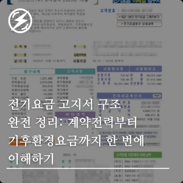 전기요금 고지서 구조 완전 정리: 계약전력부터 기후환경요금까지 한 번에 이해하기