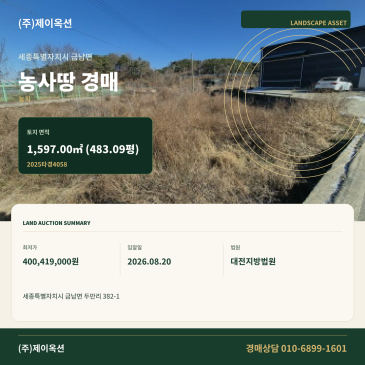세종농사땅경매ㅣ세종특별자치시 금남면 두만리 382-1ㅣ2025타경4058 썸네일