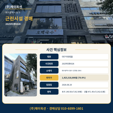 대구근린상가경매·근린생활시설ㅣ대구광역시 동구 신천동 139-6ㅣ2025타경9326 썸네일