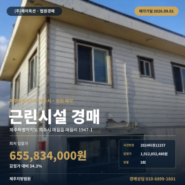 제주 제주시 애월리 전·대 용도와 간선도로 접근 조건을 함께 볼 근린생활시설 경매, 농지취득자격증명 변수 2024타경12257 썸네일