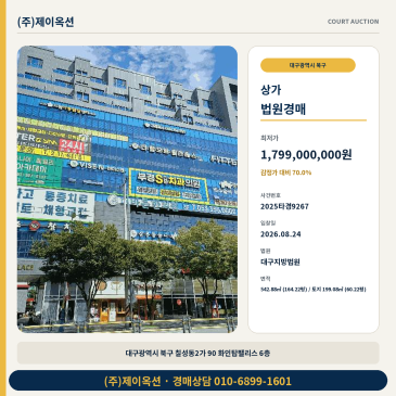 대구 북구 칠성동2가 상가 경매 화인탑팰리스 6층 근린생활시설 2025타경9267 썸네일