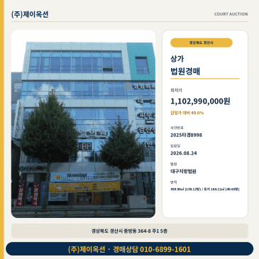 경산상가경매ㅣ경상북도 경산시 중방동 364-8 주1 5층ㅣ2025타경8998 썸네일