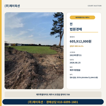 제주시 조천읍 함덕리 밭 경매 건물제외 토지매각 2023타경721 썸네일